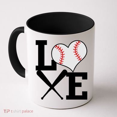 Love Baseball Heart Graphic Coffee Mug