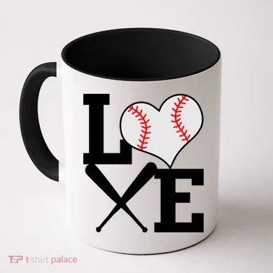 Love Baseball Heart Graphic Coffee Mug