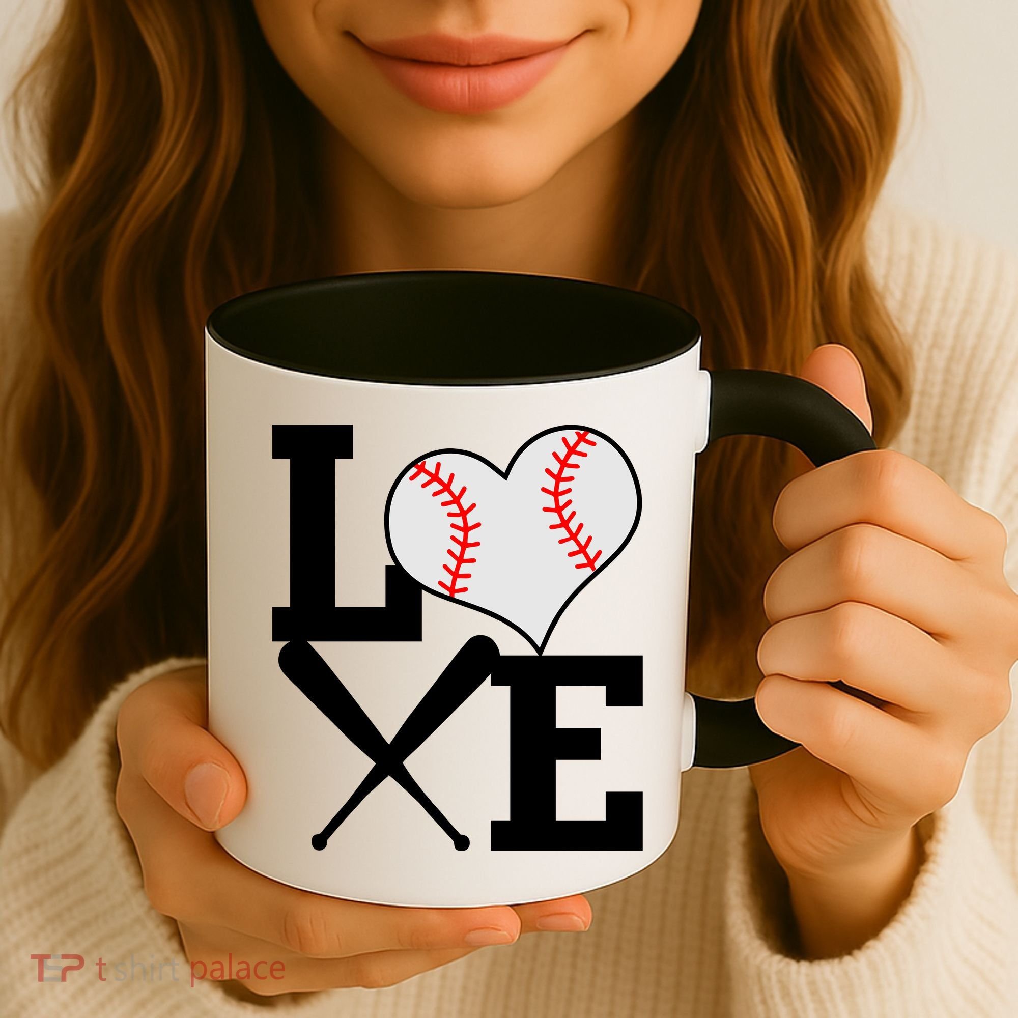 Love Baseball Heart Graphic Coffee Mug