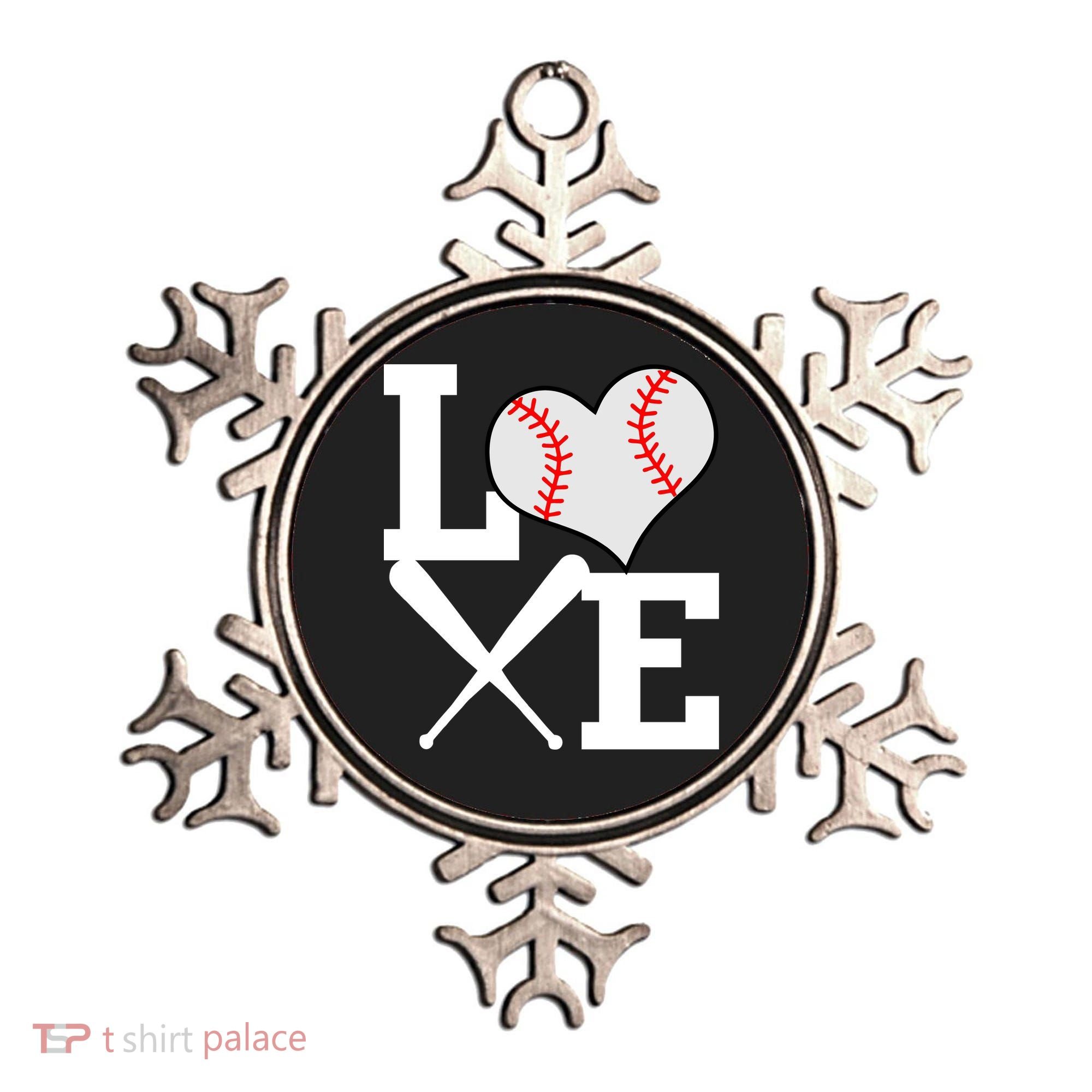 Love Baseball Heart Graphic Ornament
