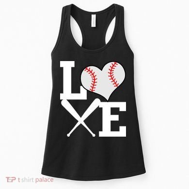 Love Baseball Heart Graphic Women's Tank Top