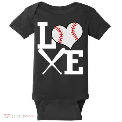 Love Baseball Heart Graphic Baby Bodysuit
