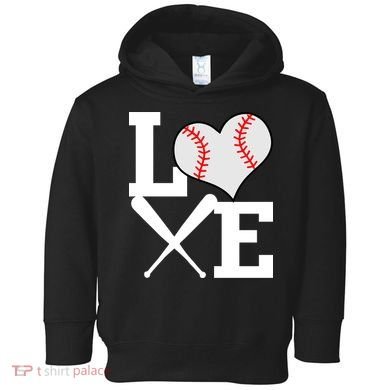 Love Baseball Heart Graphic Toddler Hoodie