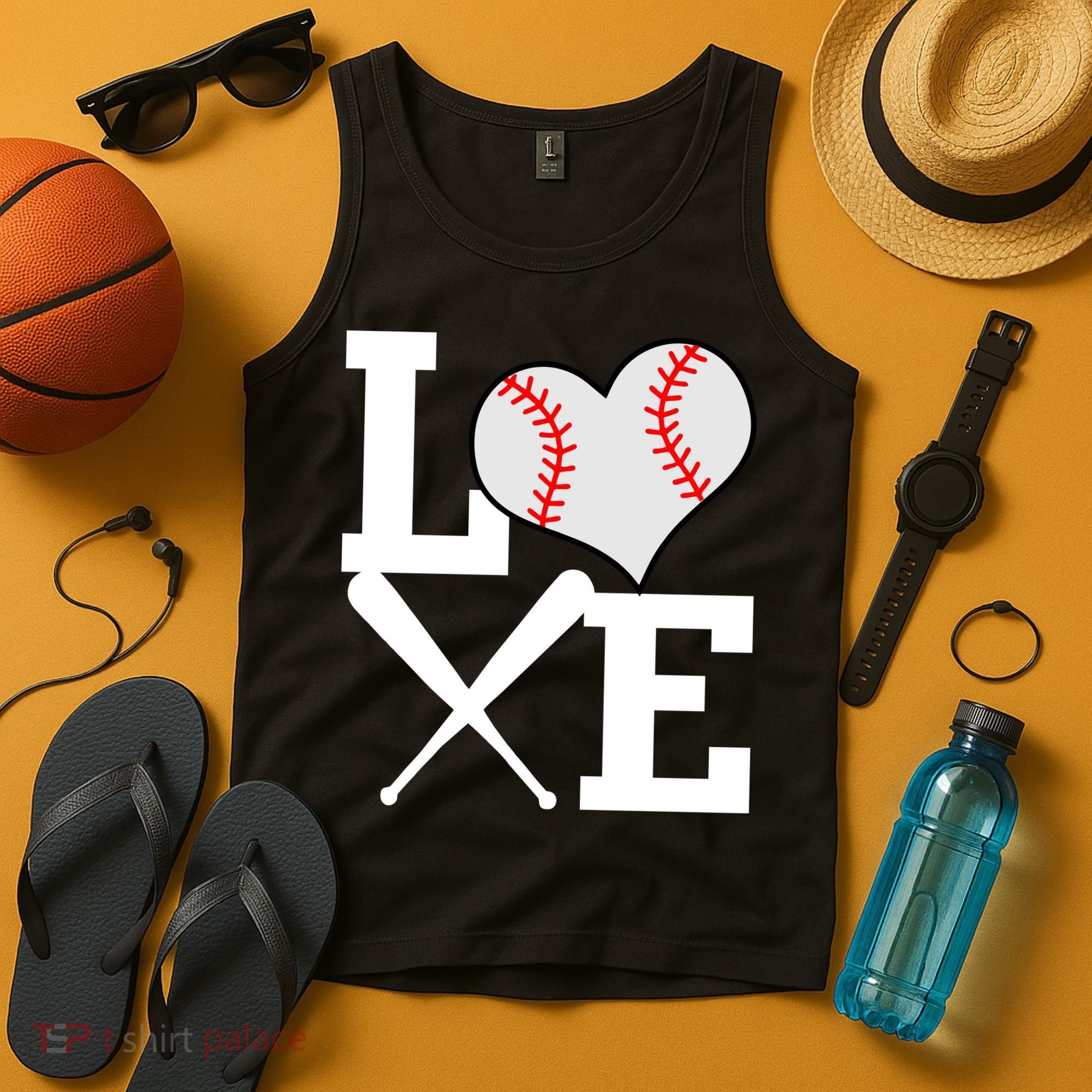 Love Baseball Heart Graphic Tank Top