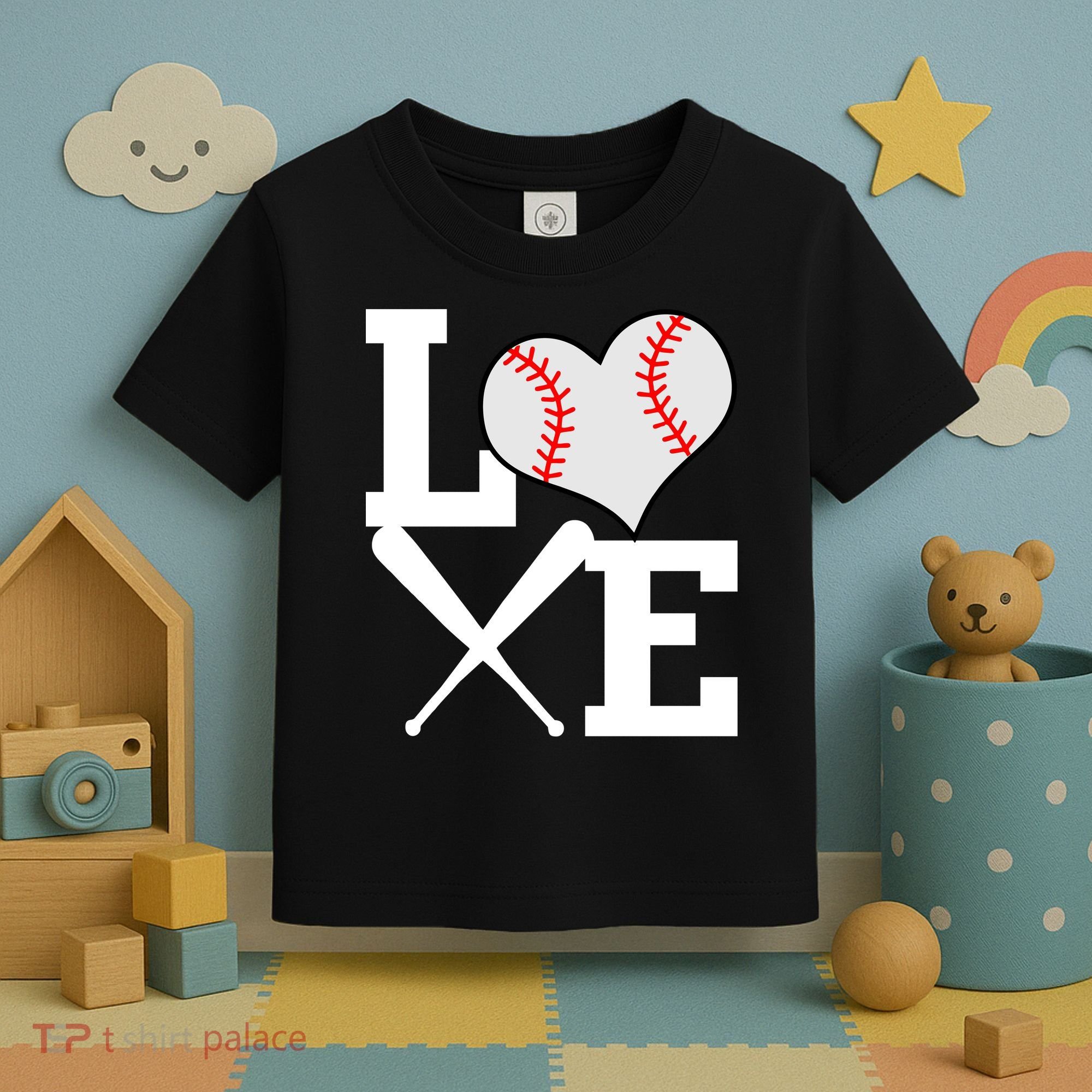 Love Baseball Heart Graphic Toddler T-Shirt
