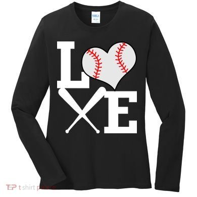 Love Baseball Heart Graphic Women's Long Sleeve Shirt