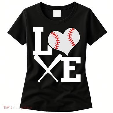 Love Baseball Heart Graphic Women's T-Shirt