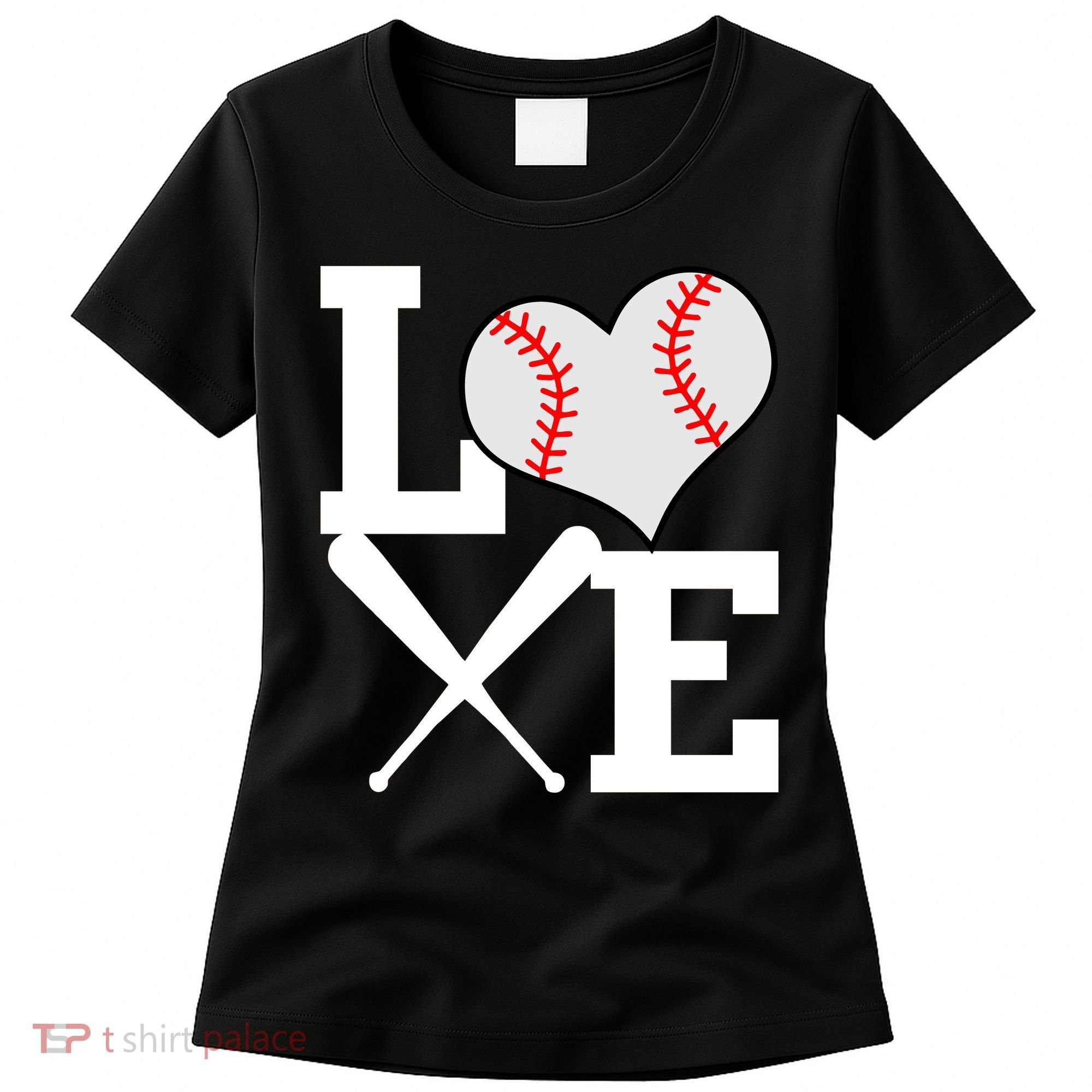 Love Baseball Heart Graphic Women's T-Shirt