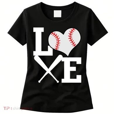 Love Baseball Heart Graphic Women's T-Shirt