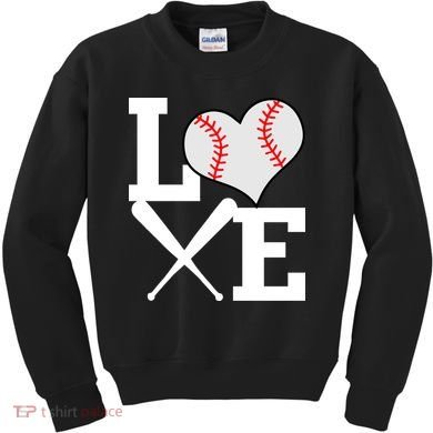 Love Baseball Heart Graphic Kids Sweatshirt
