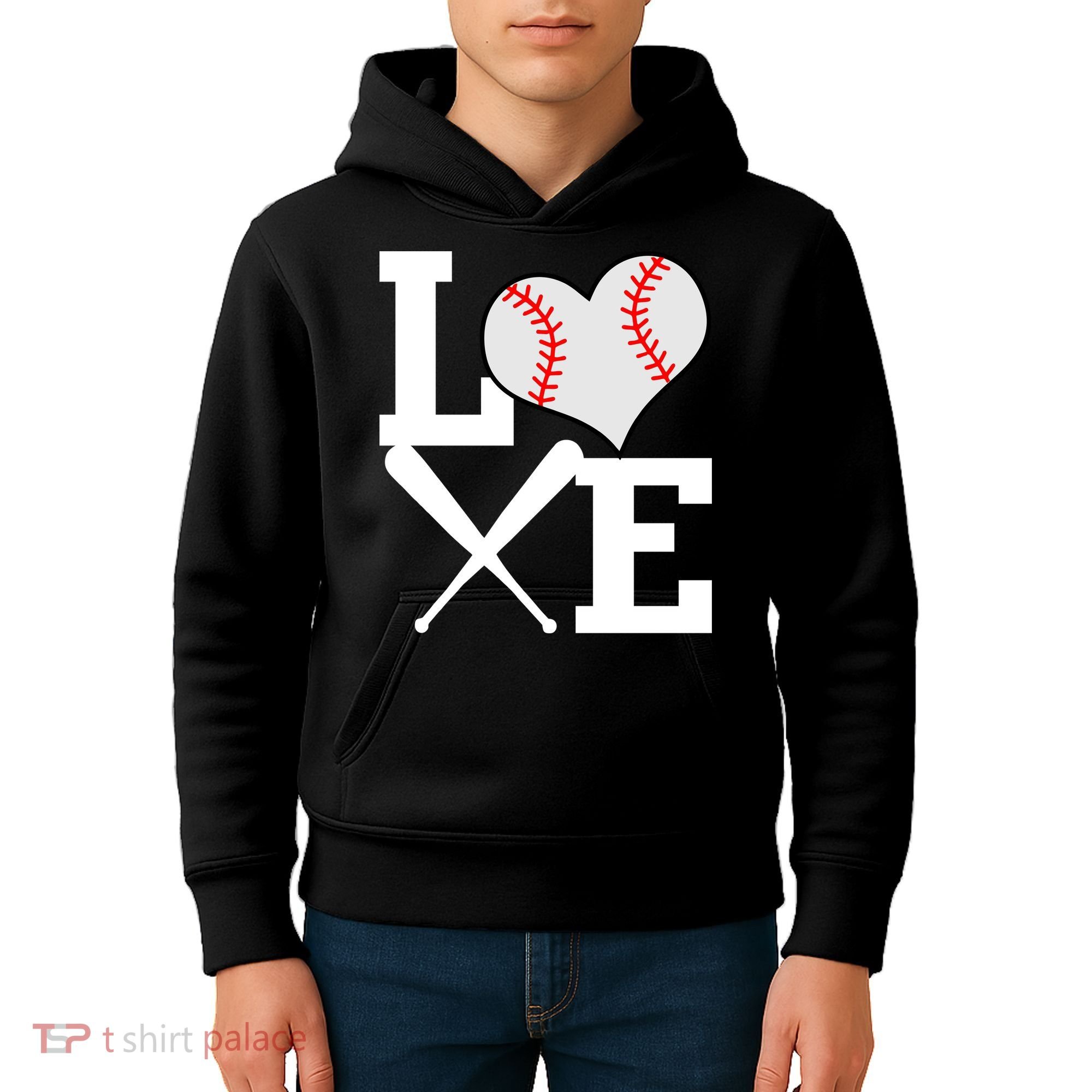 Love Baseball Heart Graphic Kids Hoodie