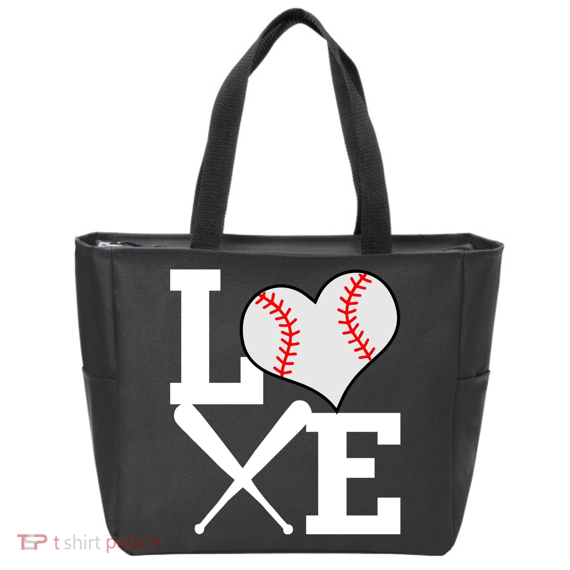 Love Baseball Heart Graphic Tote Bag