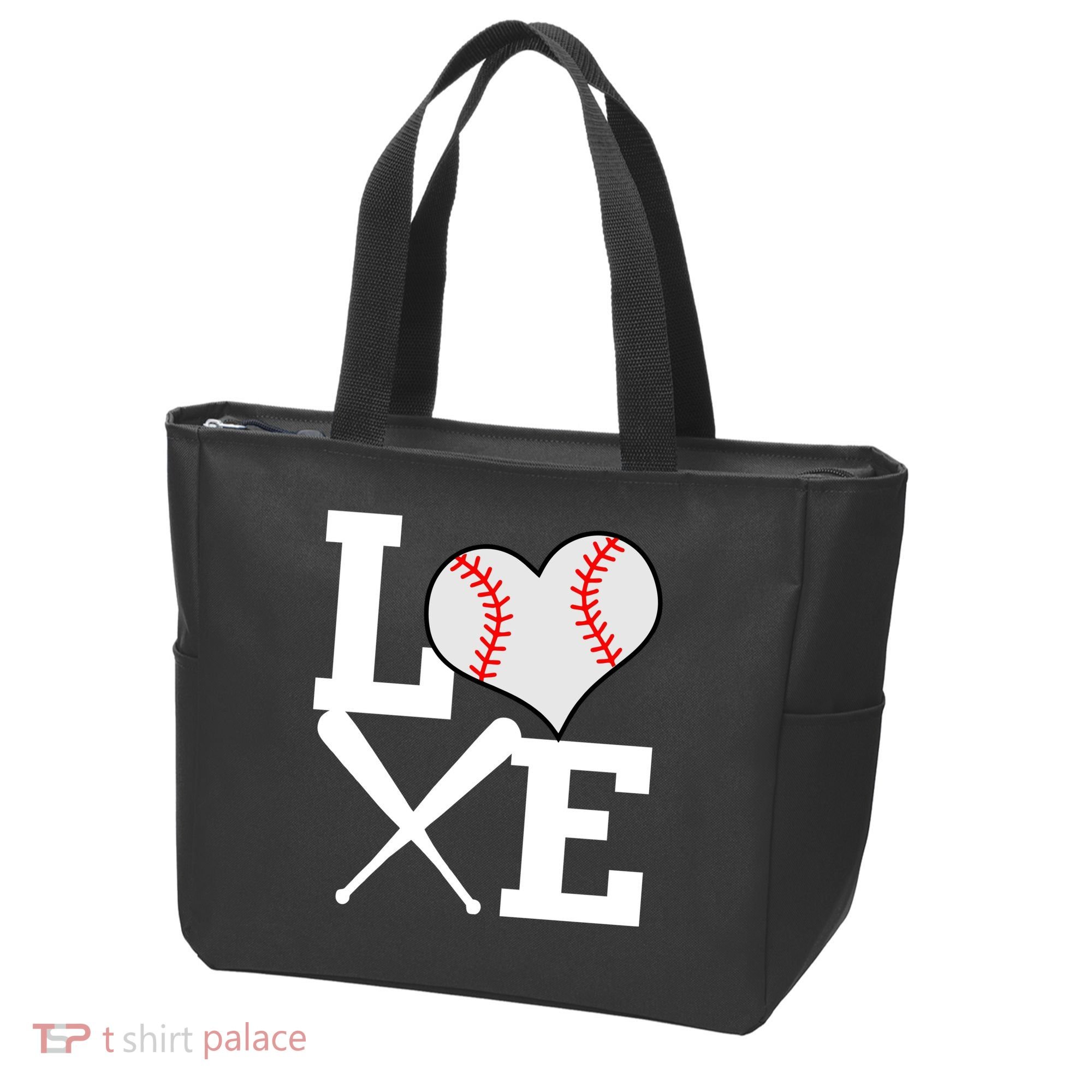 Love Baseball Heart Graphic Tote Bag