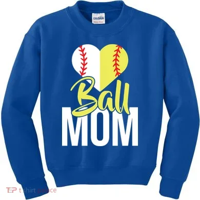 Love Baseball Mom  Kids Sweatshirt