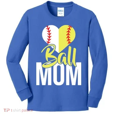 Love Baseball Mom Kids Long Sleeve Shirt