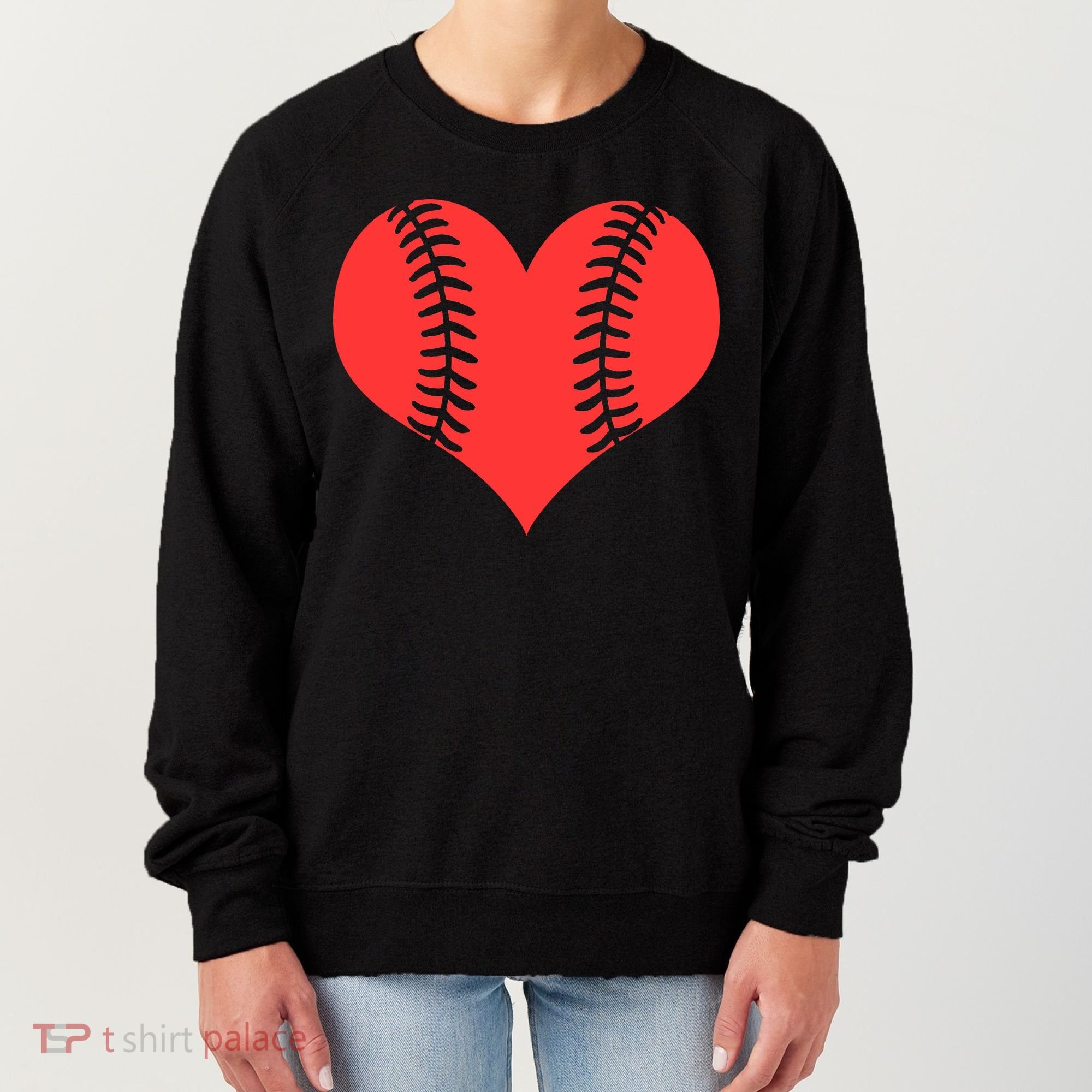 Love Baseball Red Heart Women's Sweatshirt