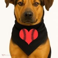 Love Baseball Red Heart USA-Made Doggie Bandana thumb 1