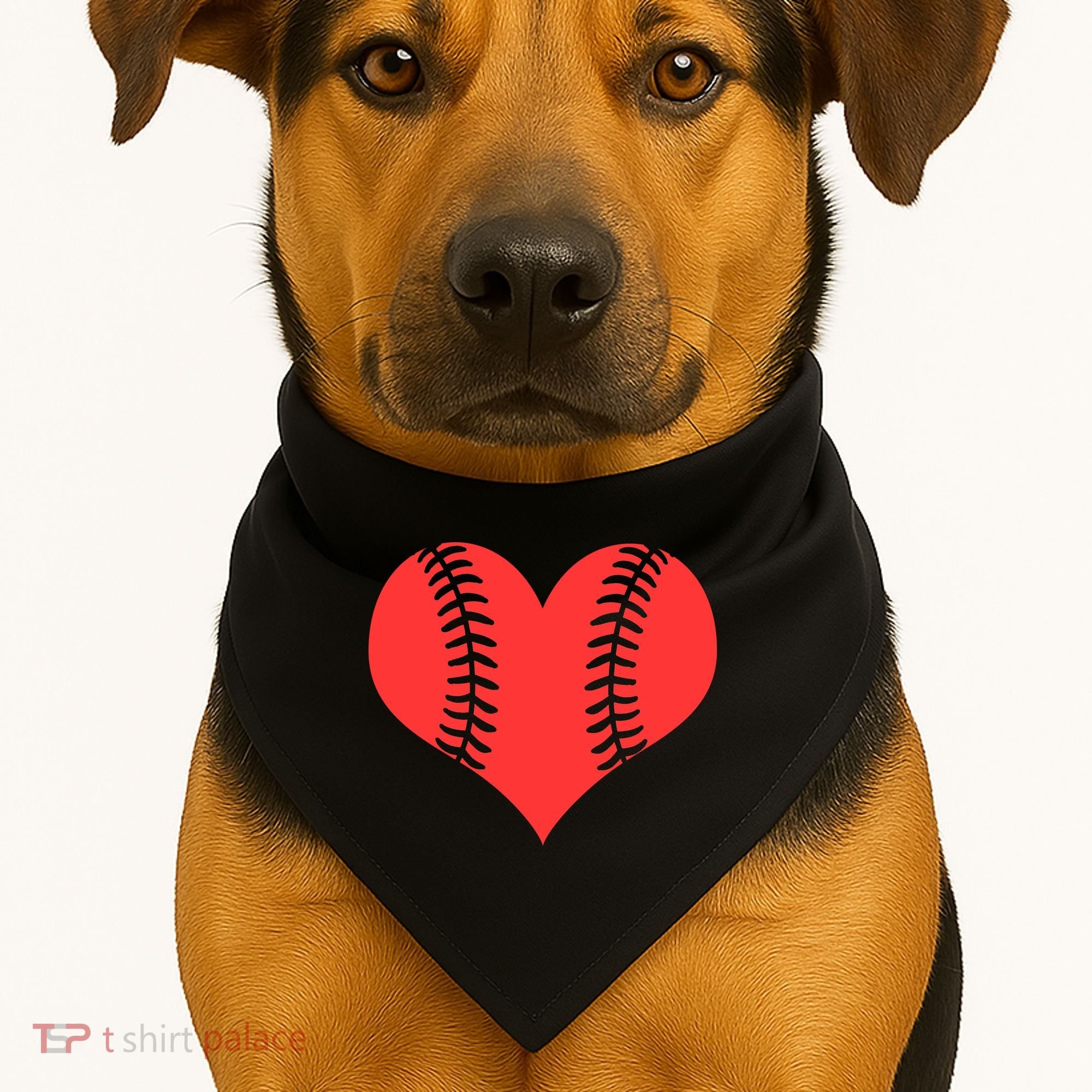 Love Baseball Red Heart USA-Made Doggie Bandana