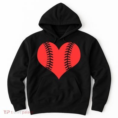 Love Baseball Red Heart Hoodie
