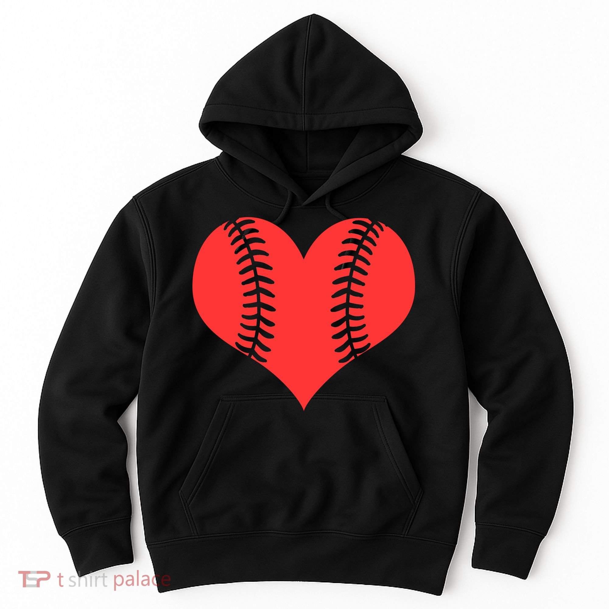 Love Baseball Red Heart Hoodie