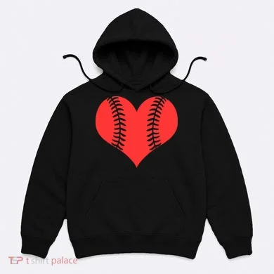 Love Baseball Red Heart Hoodie