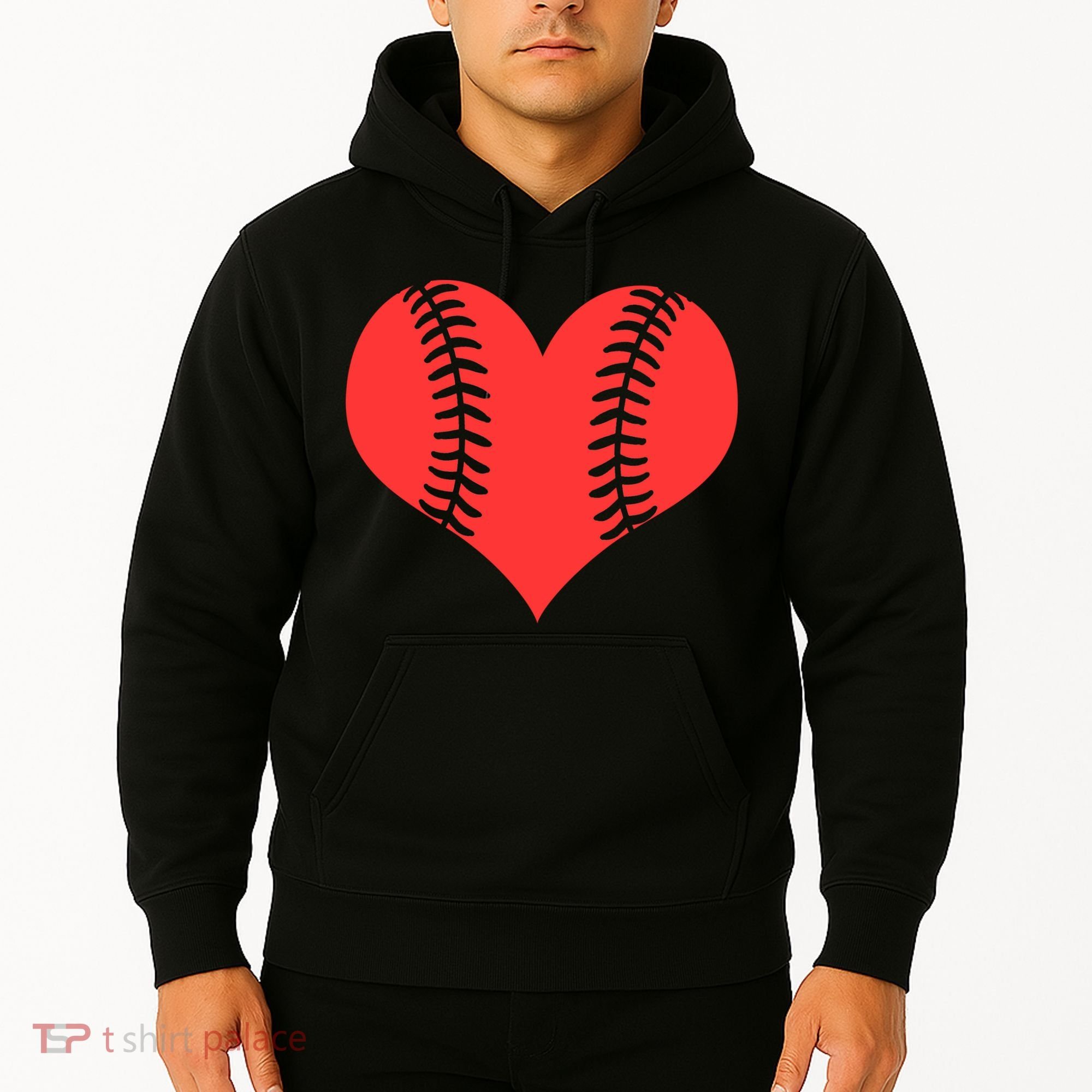 Love Baseball Red Heart Hoodie