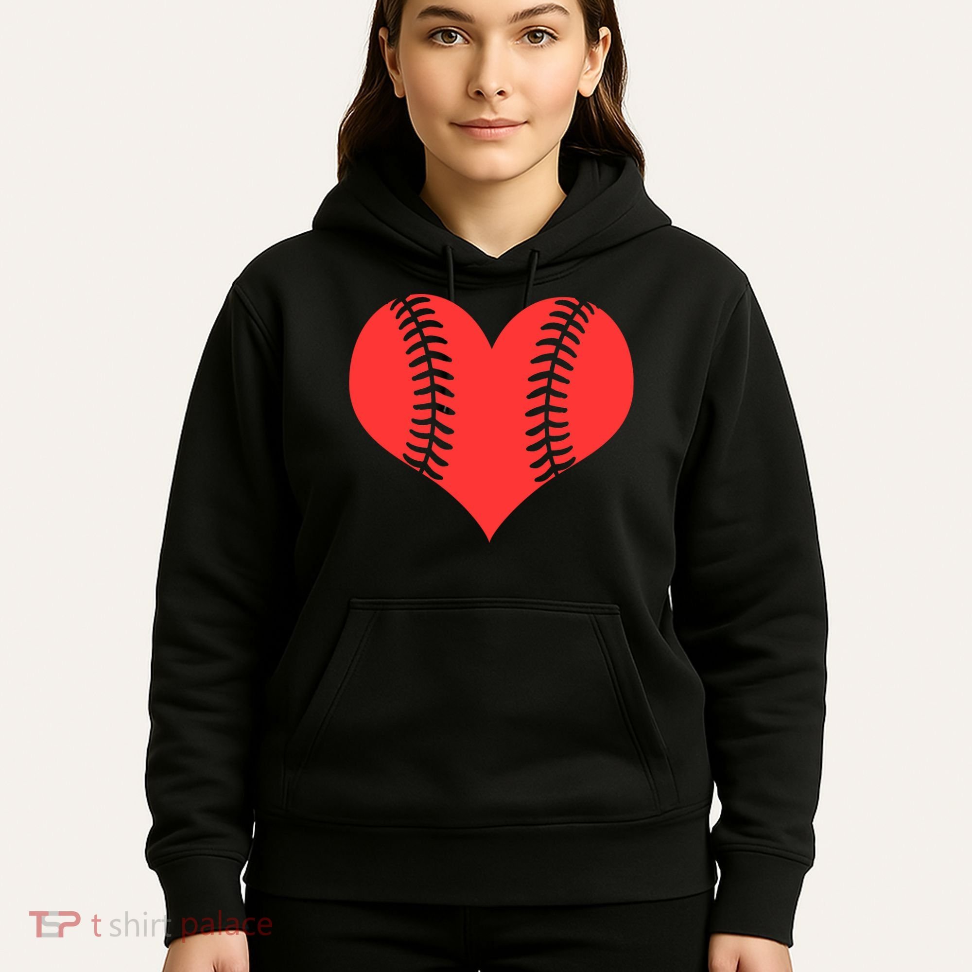 Love Baseball Red Heart Hoodie