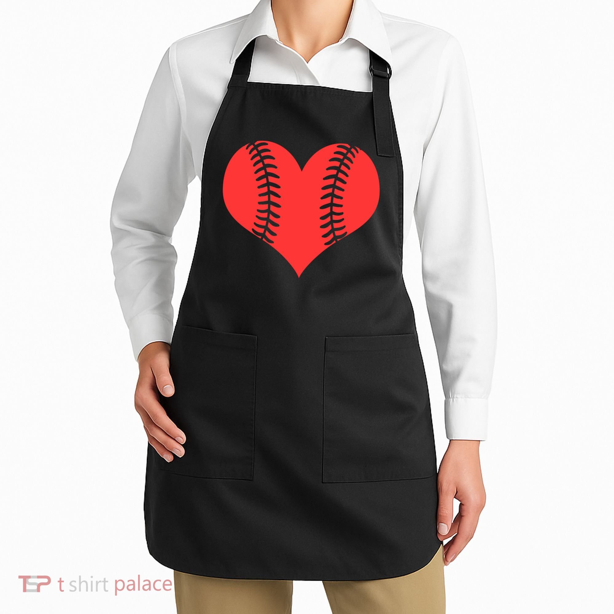 Love Baseball Red Heart Apron