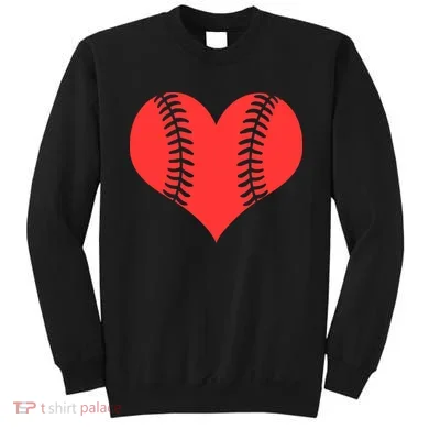 Love Baseball Red Heart Sweatshirt