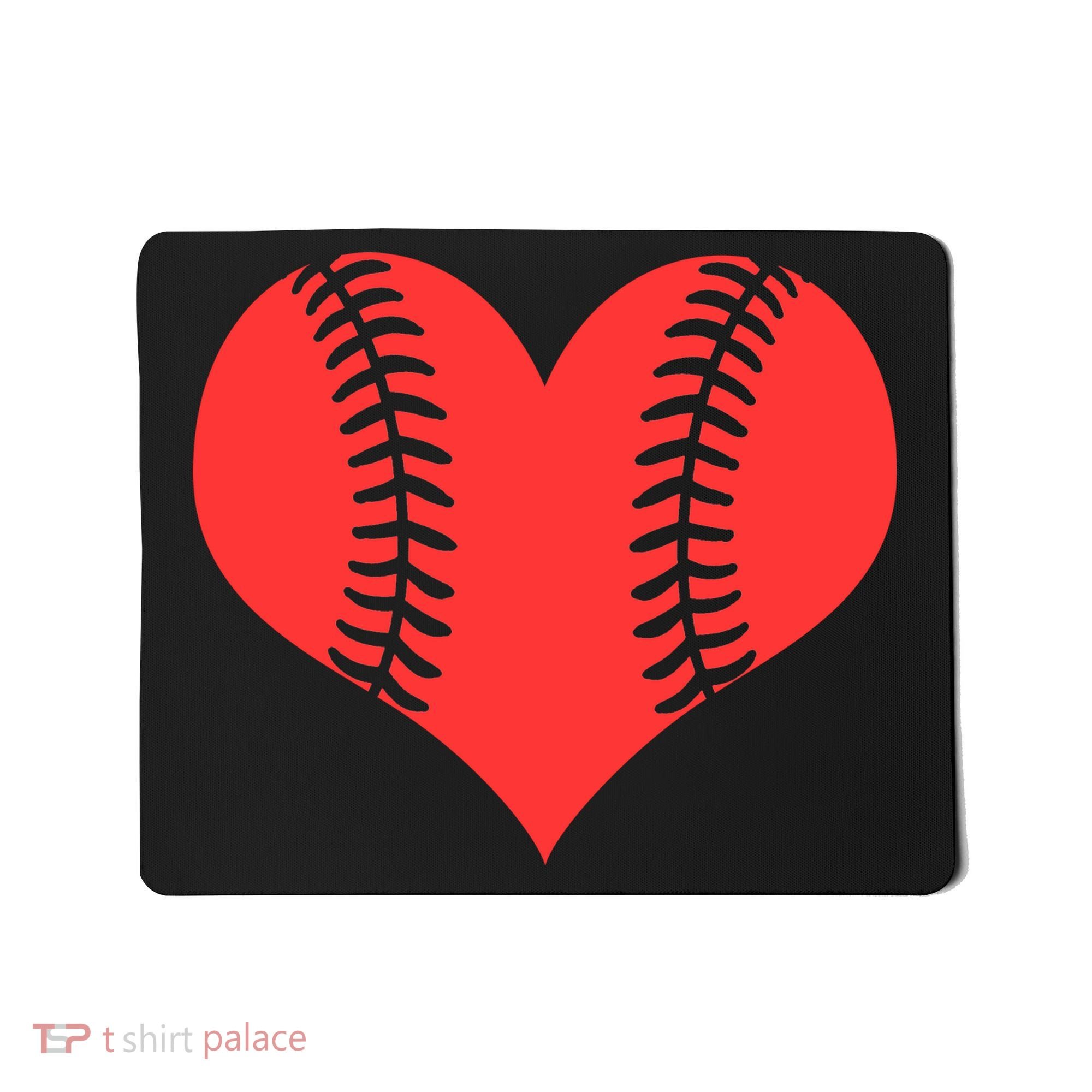 Love Baseball Red Heart Mousepad