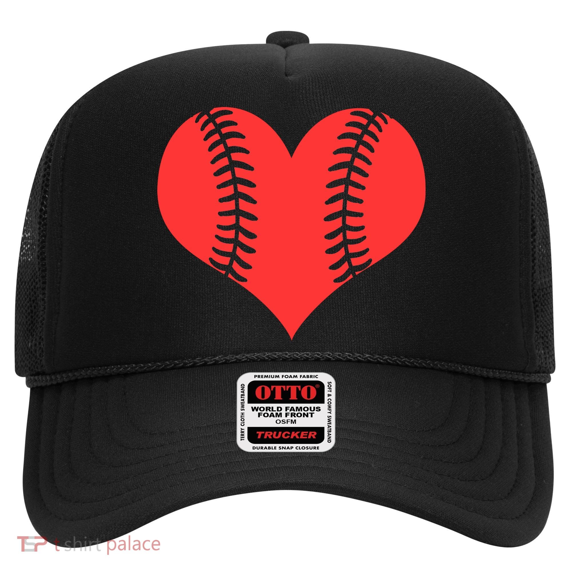 Love Baseball Red Heart Hat