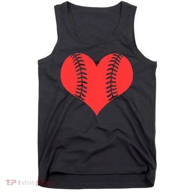 Love Baseball Red Heart Tank Top