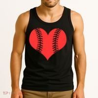 Love Baseball Red Heart Tank Top thumb 3