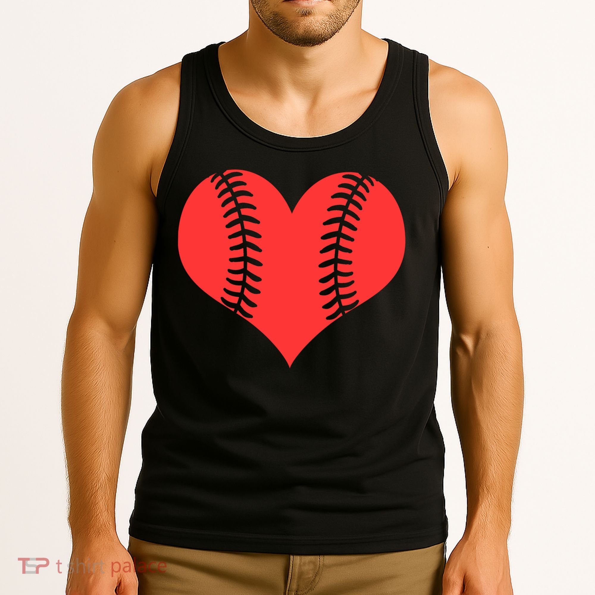 Love Baseball Red Heart Tank Top