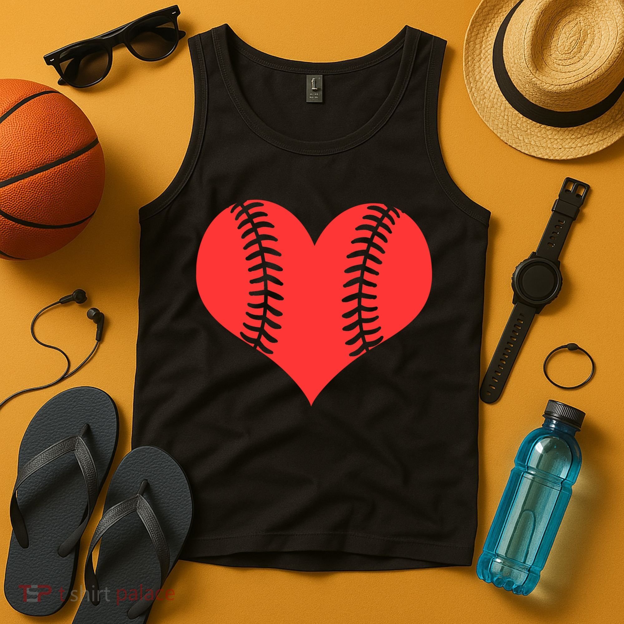 Love Baseball Red Heart Tank Top