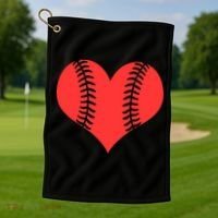 Love Baseball Red Heart Golf Towel thumb 1