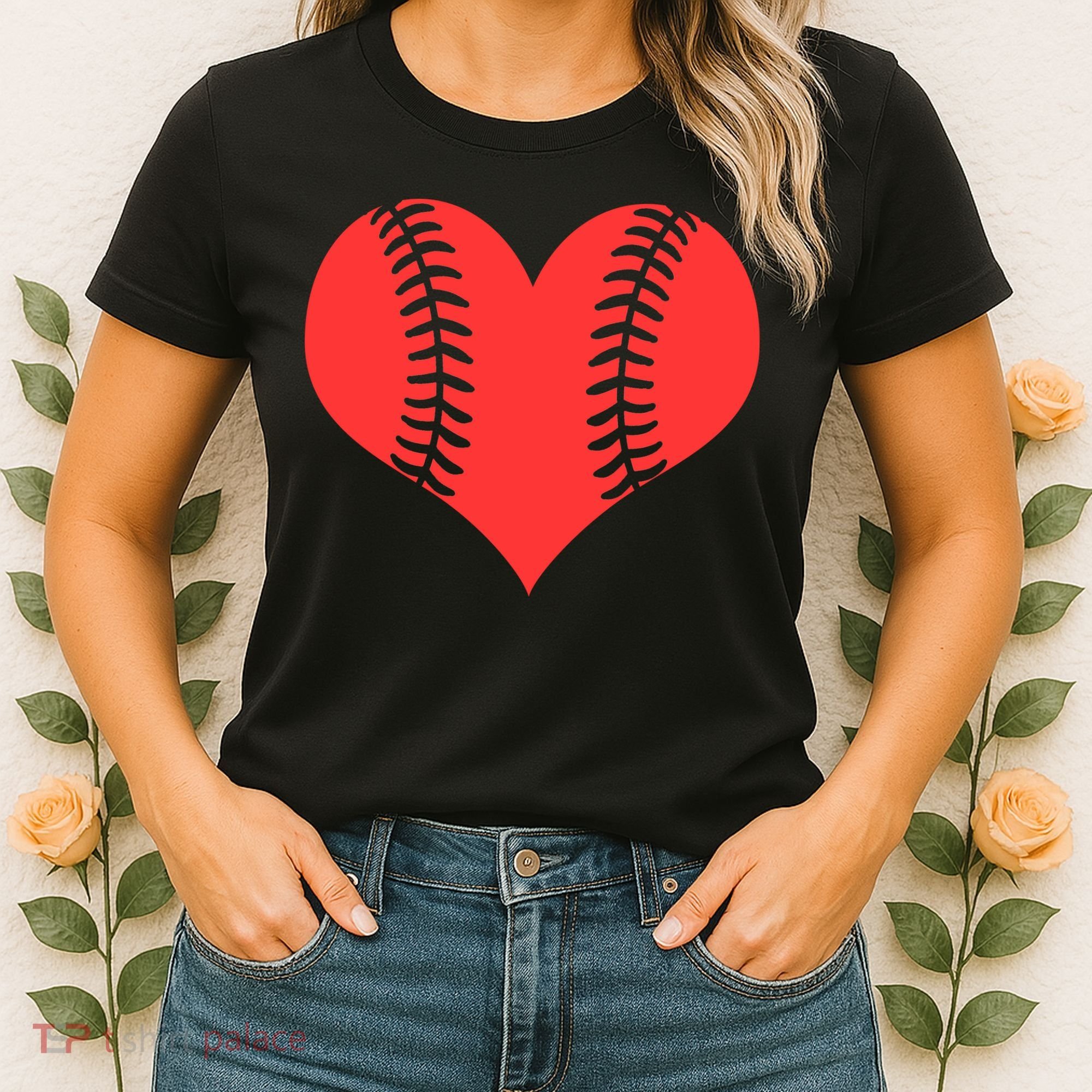 Love Baseball Red Heart Women's T-Shirt