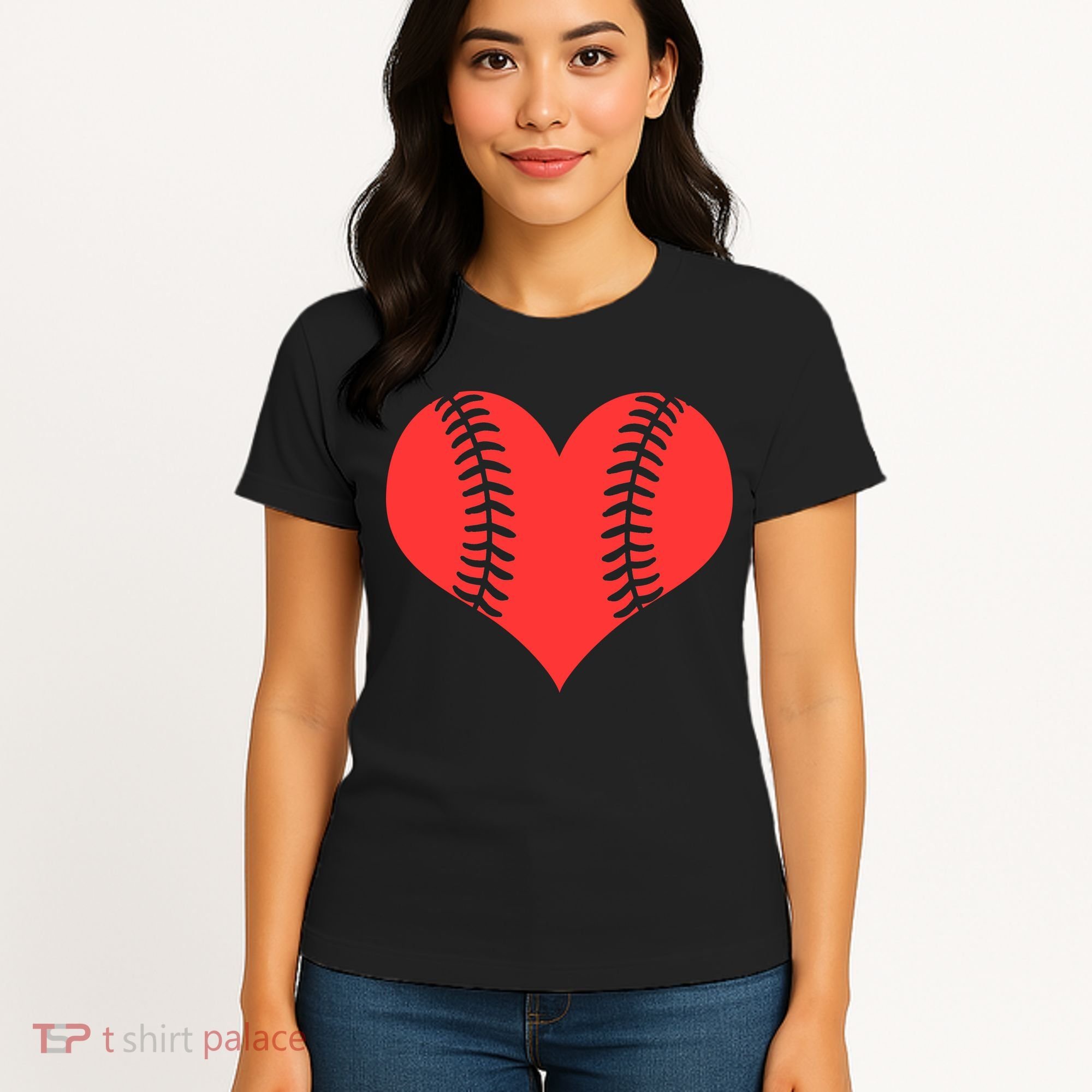 Love Baseball Red Heart Women's T-Shirt