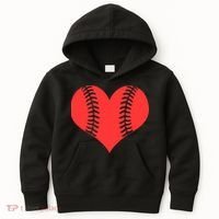 Love Baseball Red Heart Kids Hoodie thumb 0