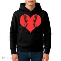 Love Baseball Red Heart Kids Hoodie thumb 4