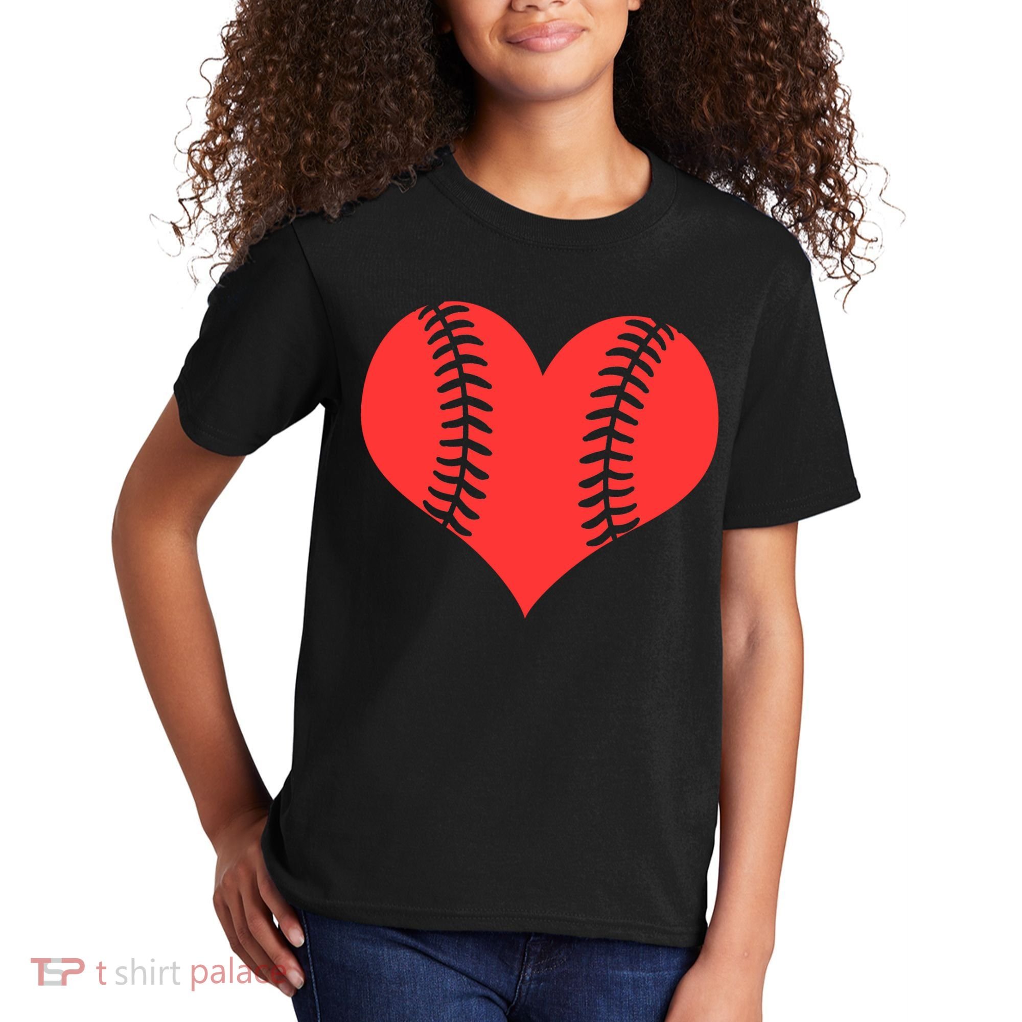 Love Baseball Red Heart Kids T-Shirt