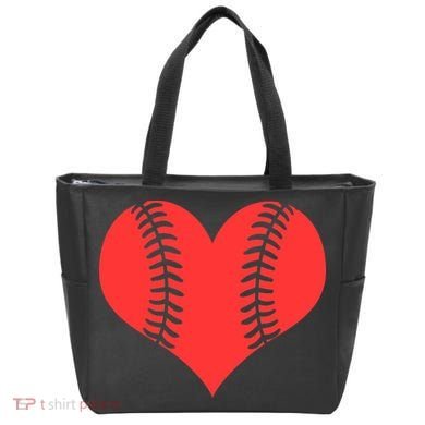 Love Baseball Red Heart Tote Bag