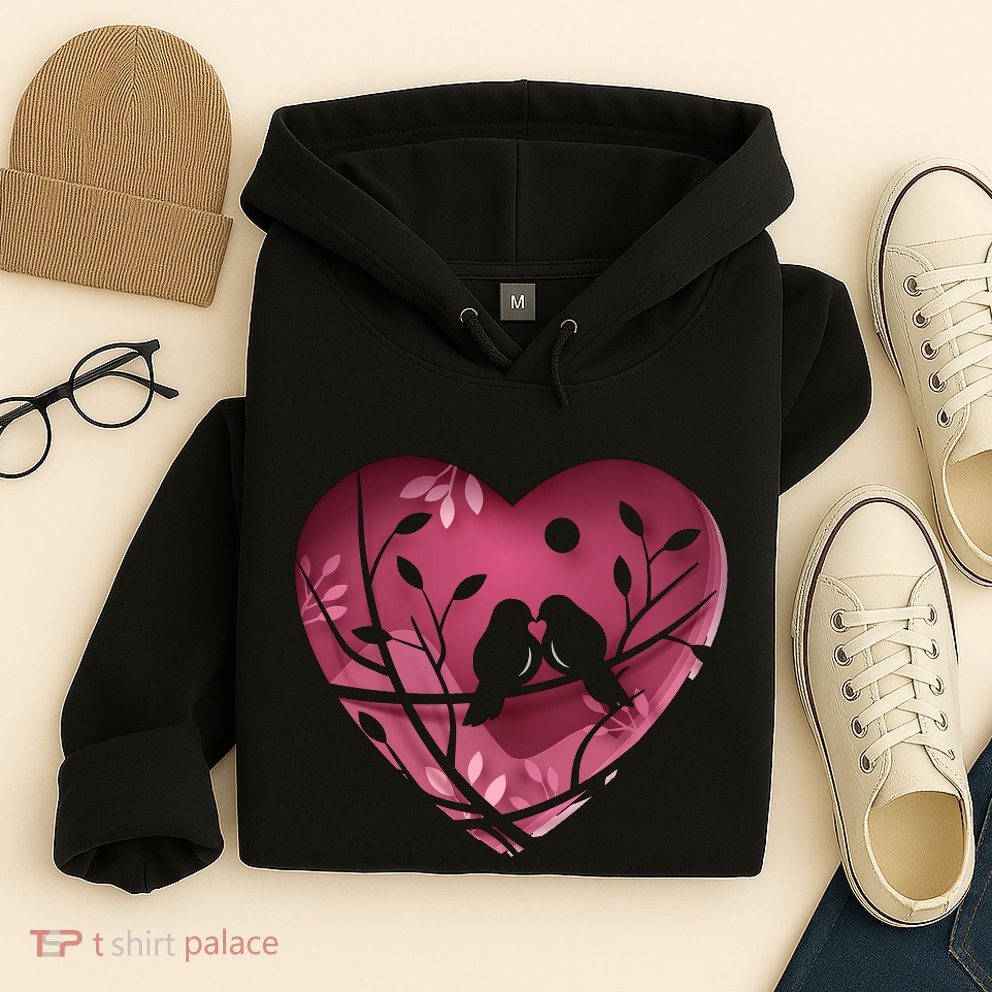 Love Birds Hollow Heart Hoodie