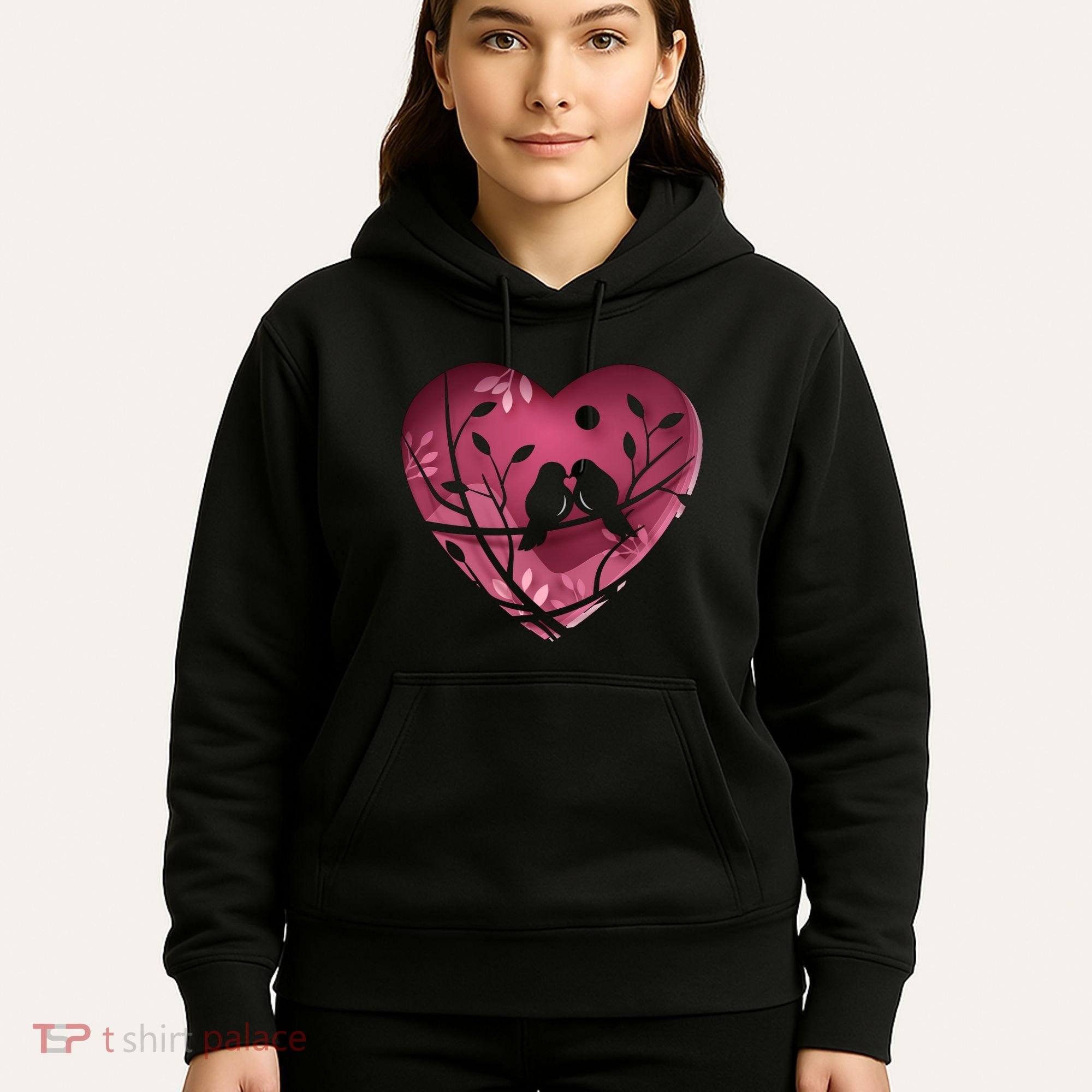 Love Birds Hollow Heart Hoodie