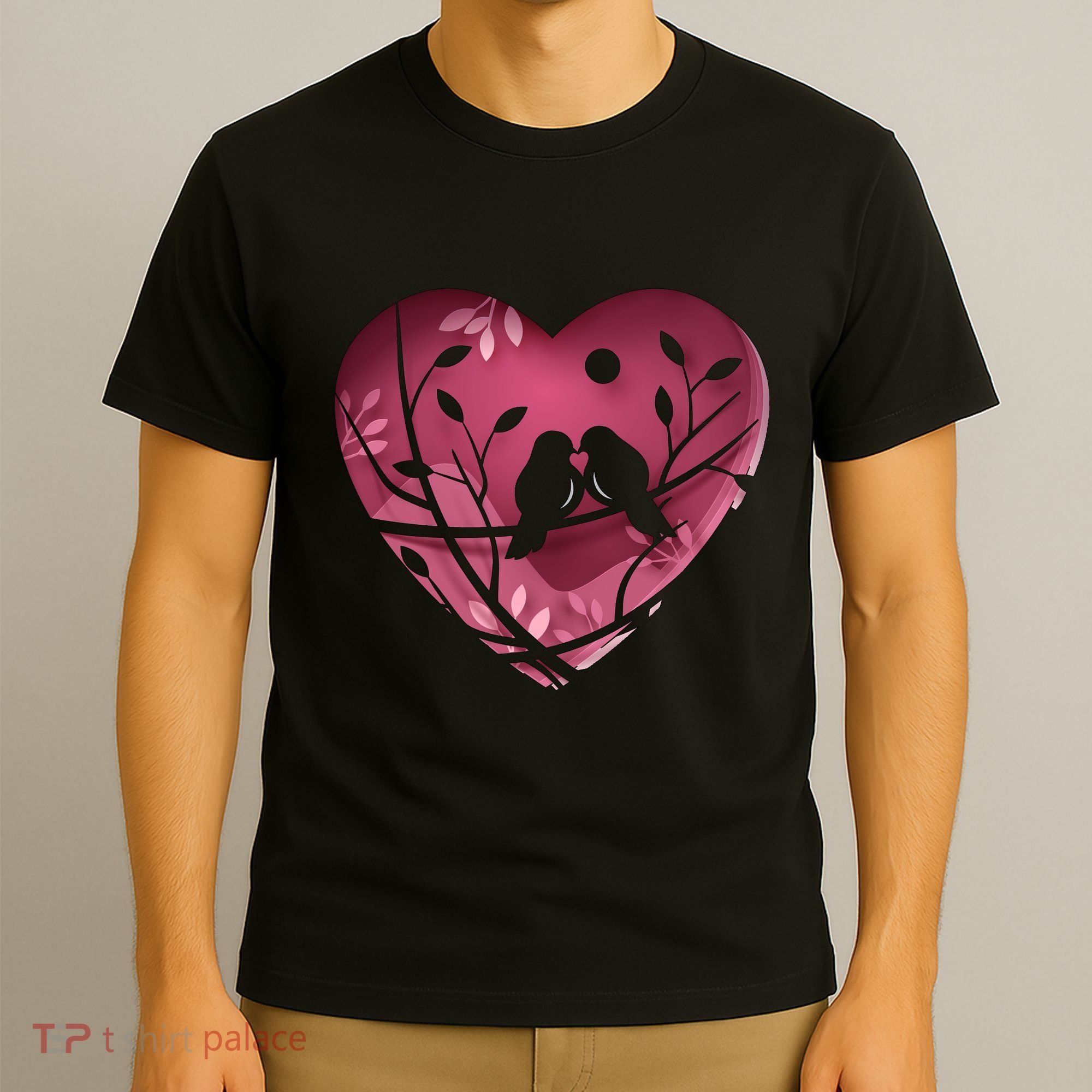 Love Birds Hollow Heart T-Shirt