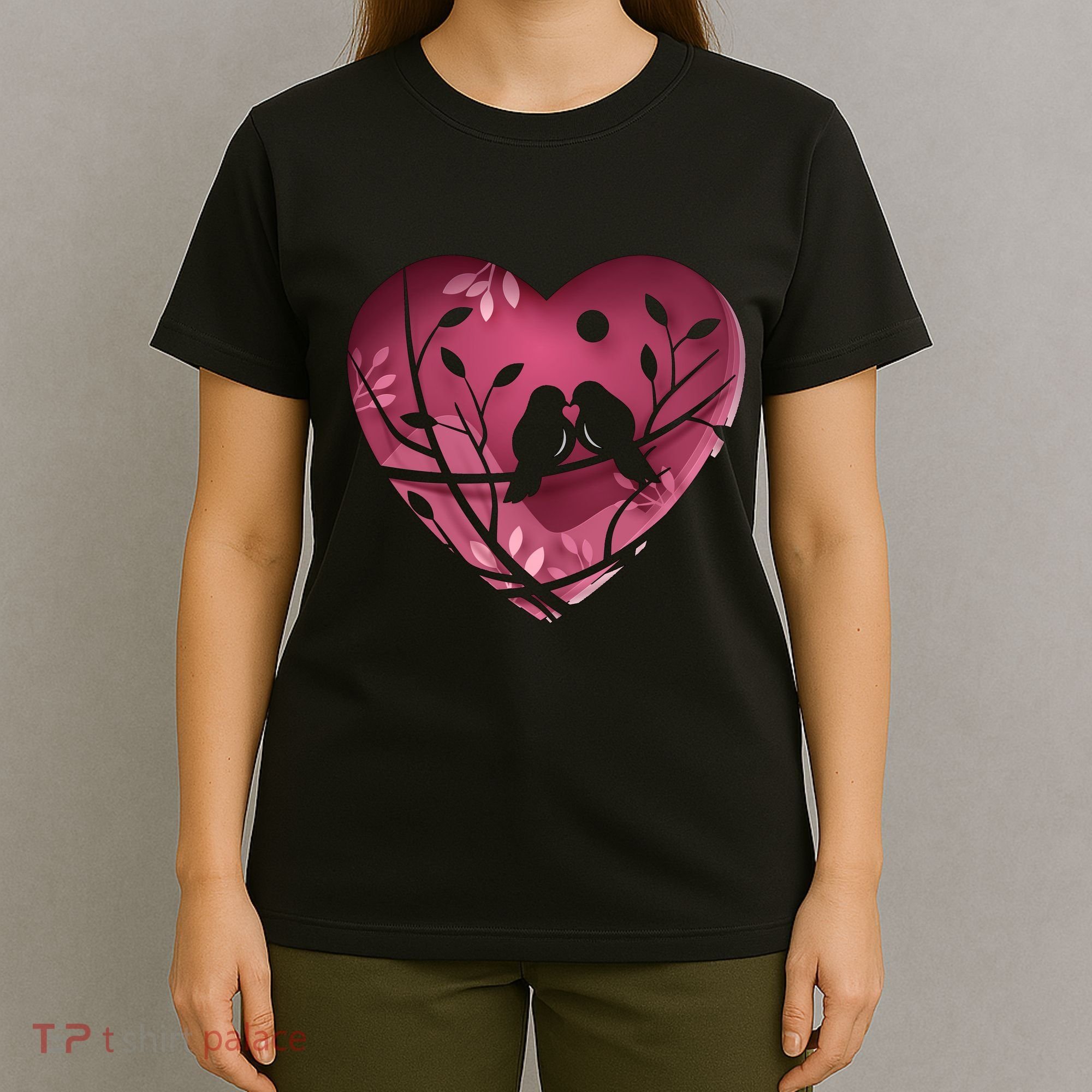 Love Birds Hollow Heart T-Shirt
