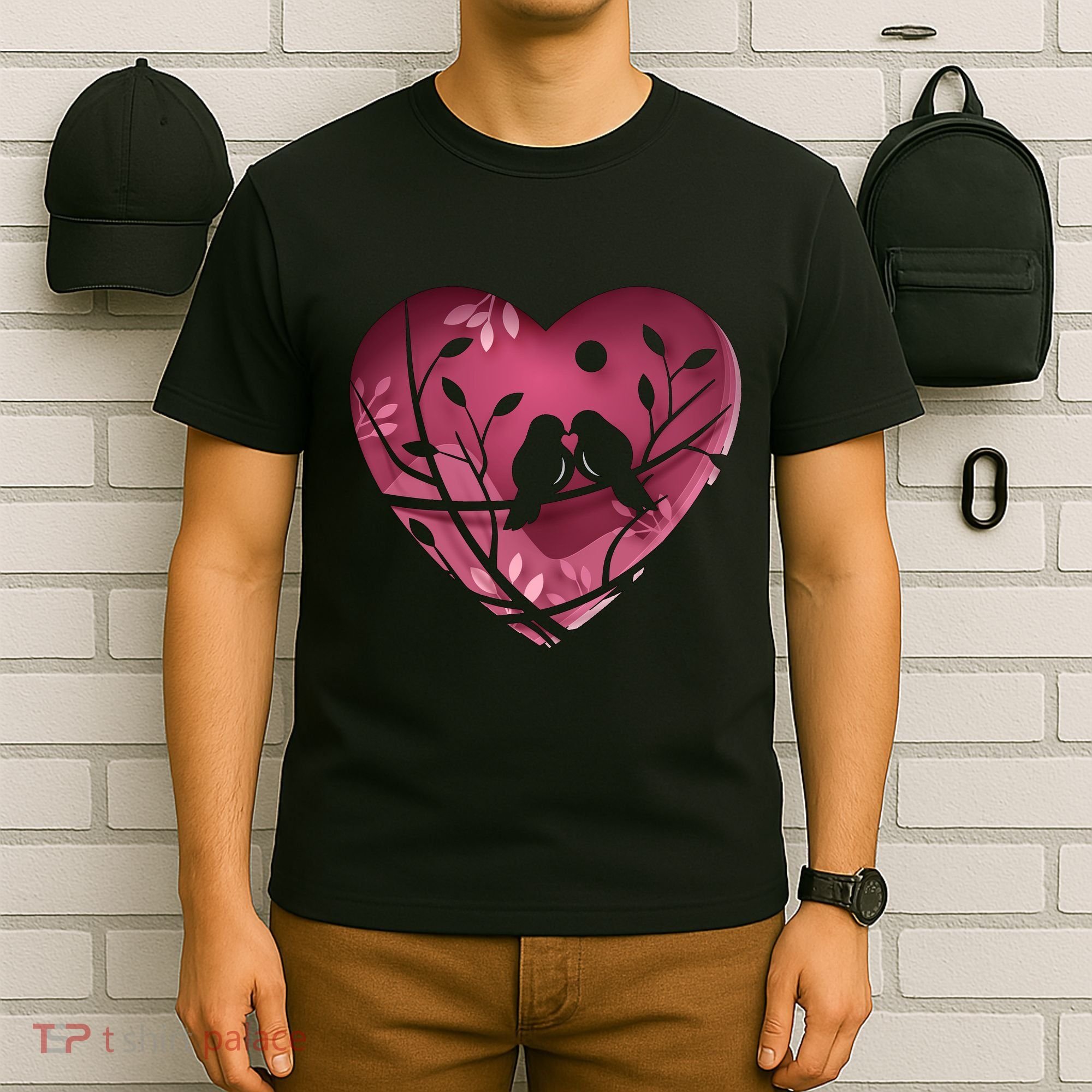 Love Birds Hollow Heart T-Shirt