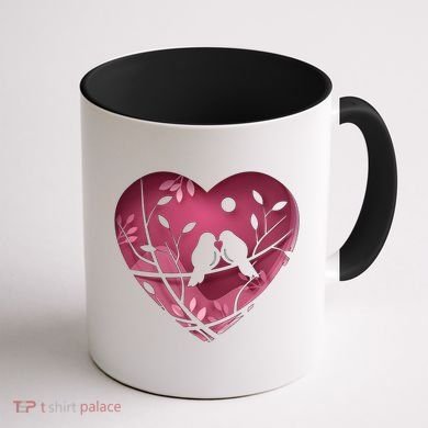 Love Birds Hollow Heart Coffee Mug back