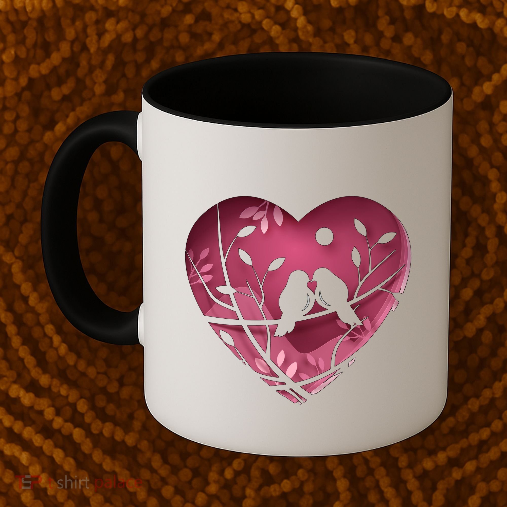 Love Birds Hollow Heart Coffee Mug