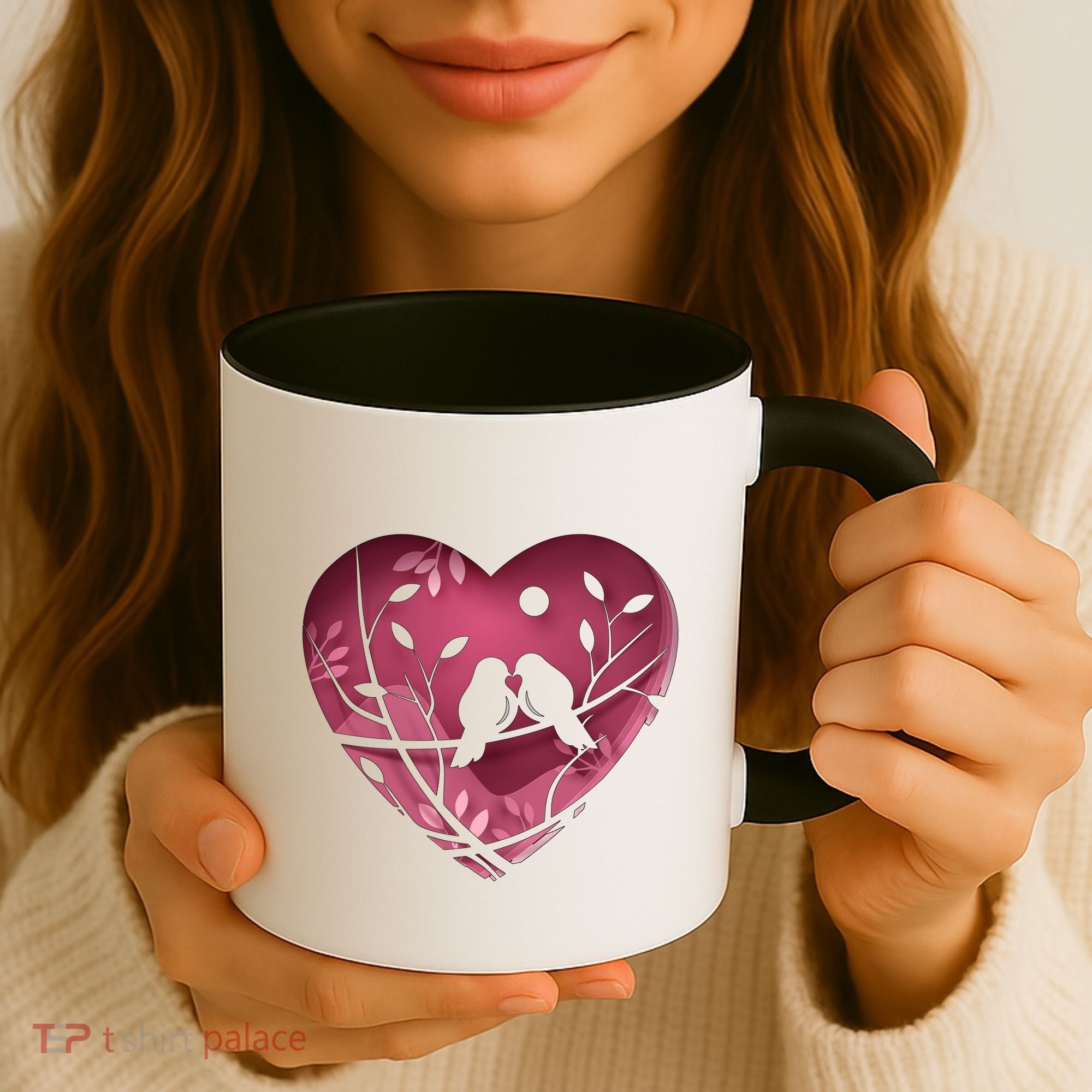 Love Birds Hollow Heart Coffee Mug